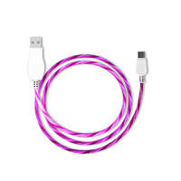 Ezone Prémium adat- és töltőkábel, USB-C/USB csatlakozóval, többszínű villogó LED fénnyel, 2A gyors töltés, 1 méter, pink