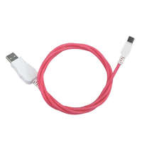 Ezone Prémium adat- és töltőkábel, USB-C/USB csatlakozó, többszínű villogó LED fénnyel, 2A gyors töltés, 1 méter, piros