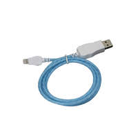 Ezone Prémium adat- és töltőkábel, Lightning/USB csatlakozó, villogó fénnyel, 2A gyors töltés, 1 méter, kék