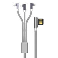 Ezone Prémium adat és töltő kábel, 3 az 1-ben, USB-ről Lightning/USB-C/MicroUSB csatlakozó, Android és iPhone készülékekhez, 1 méter, asztroszürke
