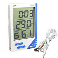 Ezone Digitális Külső-Belső Hőmérő és Higrométer, KT908 páratartalom és hőmérséklet mérő, Beépített digitális órával és naptárral