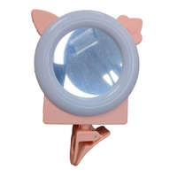 Ezone Univerzális Szelfi LED Tükör, gyűrű ring/körfény, telefonra, tabletre csíptethető, rózsaszín keret