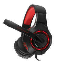 Ezone Gamer USB Headset, G-50 USB és 3,5mm jack vezetékes Fejhallgató mikrofonnal, hangerőszabályzó, piros-fekete