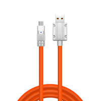 Ezone JKT folyékony szilikon töltő kábel, USB-C/USB csatlakozó, 120W gyors töltés, 1 méter, narancssárga