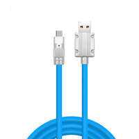 Ezone JKT folyékony szilikon töltő kábel, USB-C/USB csatlakozó, 120W gyors töltés, 1 méter, kék