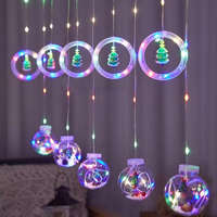 Ezone Összefűzhető Karácsonyfa Gömbök, 3m, LED fényfüzér, 8 világítási mód, 10db gömb, zöld-piros-kék-sárga ünnepi fények