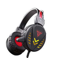 Ezone Gamer fejhallgató, USB + 2db 3,5mm Jack, vezetékes headset, beépített mikrofon, 7 színű RGB világítás, fekete