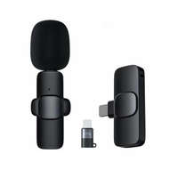 Ezone Csiptetős Vezeték Nélküli Mikrofon, Okostelefonhoz, Omnidirekcionális, Wireless, USB-C/Lightning csatlakozó, fekete