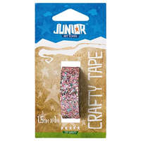KREATÍV JUNIOR Kreatív Junior csillámos dekorszalag, világos rózsaszín, 15 mmx1 m