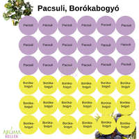 Matrica, címke illóolajokhoz - Pacsuli, Borókabogyó