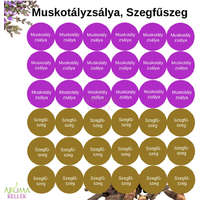 Matrica, címke illóolajokhoz - Muskotályzsálya, Szegfűszeg