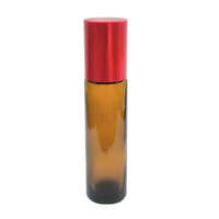 Amber roll-on üveg, metál piros kupakkal - 10 ml