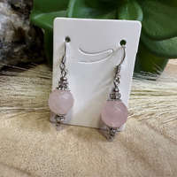 Rózsakvarc ásvány Fazettált Lógós Fülbevaló