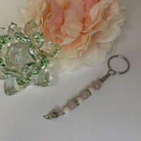 Rózsakvarc ásvány Angyalszárny Kulcstartó