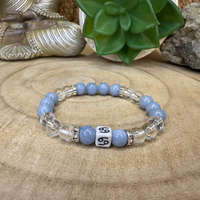 Rák horoszkóp ásvány karkötő 8mm | Hegyikristály, Angelit