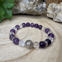 Bellatrix ásvány karkötő 8mm | Ametiszt és hegyikristály