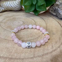 Bika horoszkóp ásvány karkötő 8mm | Rózsakvarc, Fehér Jáde