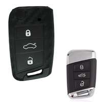 Skoda 3 gombos smart kulcs szilikontok karbon