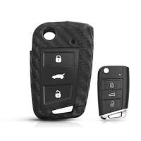 Skoda 3 gombos kulcs szilikontok karbon