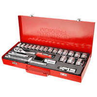 Extol Extol Premium 8818365 dugókulcs készlet, 24 darabos, CV, racsnis, 45 fog, 1/2, 10-32 mm, fém doboz