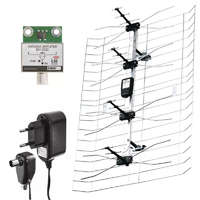 Emos Emos J0666 kültéri erősítős antenna, DVB-T/T2, DAB, 0-100 km, LTE/4G szűrő