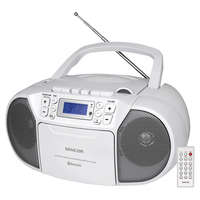 Sencor Sencor SPT3907W CD-s rádió magnó, FM, Bluetooth, Aux, óra, antenna, LCD kijelző, fehér