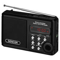 Sencor Sencor SRD215B hordozható rádió, LED kijelző, USB csatlakozó, elemes, 3,5 mm Jack, fekete