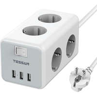 Tessan Tessan TS-306 hálózati elosztó, 6 aljzat, 3 USB aljzat, 2méter, 10A, 2500W