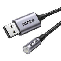UGREEN Ugreen 30757 CM477 külső hangkártya, DAC, 24bit/96kHz, USB - 3,5 mm jack, 15cm kábel, szürke