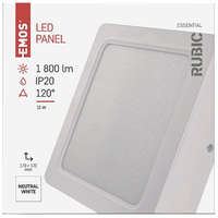 Emos Emos ZM6442 RUBIC mennyezeti LED lámpa, 18W, 1800 lumen, 170x170 mm, IP20, természetes fehér
