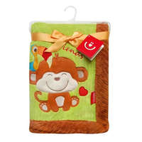 Bobobaby dupla rétegű plüss kocsitakaró - zöld / majom