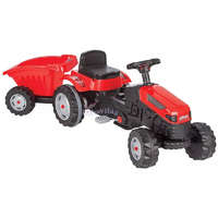 Traktor utánfutóval, pedálos / piros