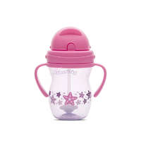 Baby Care szívószálas itató fogantyúval 275ml - Pink/Purple