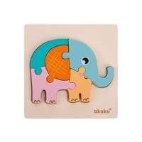 AKUKU Akuku Tanuló játék Fa puzzle, elefánt