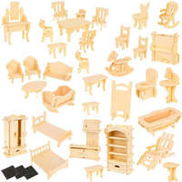Kruzzel Fából készült bútorok babákhoz 34 db.