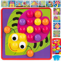 Kruzzel Kreatív, készségfejlesztő mozaik játék 45 db színes gombbal, 25,5x25,5x4 cm