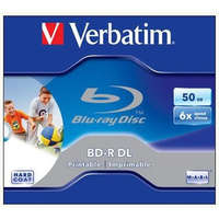 VERBATIM BD-R BluRay lemez, kétrétegű, nyomtatható, 50GB, 6x, 1 db, normál tok, VERBATIM