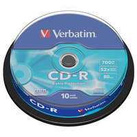 VERBATIM CD-R lemez, 700MB, 52x, 10 db, hengeren, VERBATIM "DataLife"