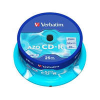 VERBATIM CD-R lemez, Crystal bevonat, AZO, 700MB, 52x, 25 db, hengeren VERBATIM "DataLife Plus"