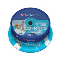 VERBATIM CD-R lemez, nyomtatható, matt, ID, AZO, 700MB, 52x, 25 db, hengeren, VERBATIM