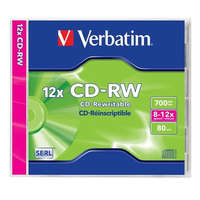 VERBATIM CD-RW lemez, újraírható, SERL, 700MB, 8-12x, 1 db, normál tok, VERBATIM