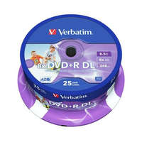 VERBATIM DVD+R lemez, kétrétegű, nyomtatható, no-ID, 8,5GB, 8x, 25 db, hengeren, VERBATIM "Double Layer"