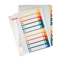 ESSELTE Regiszter, műanyag, A4 Maxi, 1-10, nyomtatható, ESSELTE, áttetsző