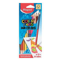 MAPED Színes ceruza készlet, kétvégű, háromszögletű, MAPED "Color&#039;Peps Duo", 24 különböző szín