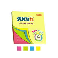 STICK N Öntapadó jegyzettömb, 76x76 mm, 100 lap, STICK N, neon színek