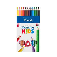 ICO Színes ceruza készlet, háromszögletű, vastag, ICO "Creative kids", 12 különböző szín