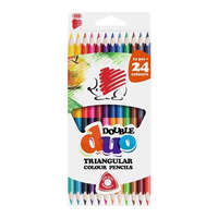 ICO Színes ceruza készlet, kétvégű, háromszögletű, ICO "Süni", 24 különböző szín