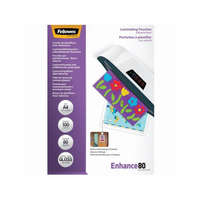 FELLOWES Lamináló fólia, A4, 80 mikron, fényes, öntapadó hátlappal, 100 db/doboz, Fellowes®