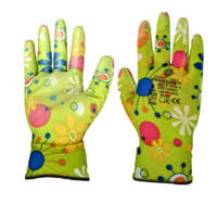 GUARDER GUARDER Poliészter kesztyű, PU tenyérmártott, virágos méret: 7