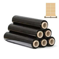 BESTOFFICE Fekete sztreccsfólia, kézi nyújtható fólia 1,6 kg 0,5m széles - 6 tekercs/karton - RAKLAPOS